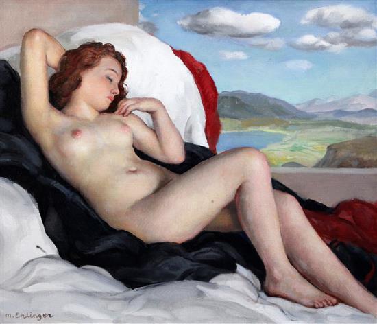 § Maurice Ehlinger (French, 1896-1981) Détente, 18 x 21in.